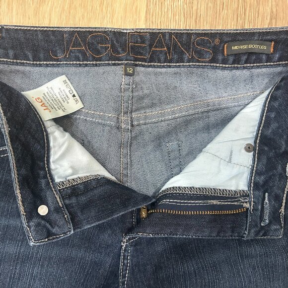 NWOT JAG Midrise Bootcut Jeans Size 12 Dark Wash Blue Stretch Denim Embroidered - Picture 4 of 4